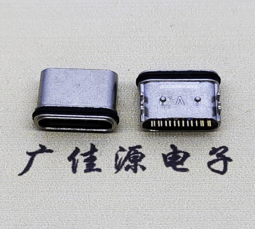 防城港板上卧式USB连接器.TYPE-C16P防水母座.四脚插带定位柱